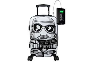 TOKYOTO – Valigia Trolley Rigida WHITE SOLDIER 55x40x20cm | Trolley Giovanile Per Ragazzi Ragazze Bambini Bambine, 4 Ruote 360º | Bagaglio A Mano con Fantasia