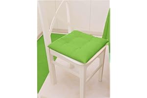 Russo Tessuti 6 Cuscini Sedie Cucina Coprisedia Imbottiti Laccetti Vari Colori Tinta Unita-Verde Acido