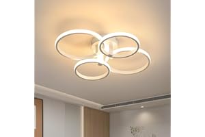 DELIPOP Plafoniera LED Soffitto, 48W 5400LM Lampadario Moderni Rotondo Bianca Acrilica, Lampada da Soffitto Luce Bianco Caldo 3000K per Cucina, Soggiorno, Camera da Letto, Ufficio, 58cm