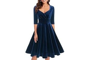 Bbonlinedress Robe Vintage de soirée Cocktail Déguisement Bal Années 50s 60s Col en V