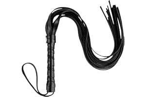 DOZYLIVE Leder Reitgerte, Schwarze Pferd Schneebesen mit Fransen, Pferdepeitsche für Pferd Das Tägliche Outdoor Training, Pferdeshow，PU Lederpeitsche für Cosplay, Peitsche für Pferde