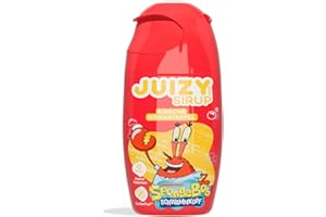 ‎JUIZY WOW SPONGEBOB Sirup ohne Zucker | Kirsche - Granatapfel | Zuckerfreier Getränkesirup für Schwammkopf Fans (Wassersprudler kompatibel) | Natürlicher Frucht Geschmack - Low Calorie - More Fun | 1 x 65ml