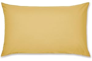 Catherine Lansfield Poszewki na poduszki Easy Iron Perkal Standard 50x75cm Opakowanie 2 poszewki na poduszki z zamknięciem kopertowym Ochra