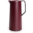 Emsa N41702 Motiva Vacuum Jug | 1 Litre Quick Press Closure 12 Hours Hot, 24 Cold Glass Bulb Made in Germany Nordic Design Wine Red