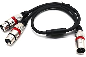 SiYear Cavo splitter XLR - Cavo di collegamento a Y XLR maschio a doppia femmina 3 pin Cavo separatore microfono bilanciato Adattatore audio (50 cm/1.5 FT)