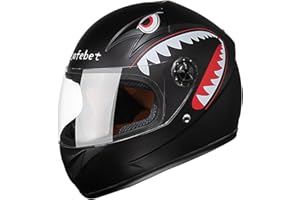 QKDWQZ Casque De Moto Intégral Pour Enfants, Casque Homologué ECE Avec Pare-Soleil Et Foulard Amovible, Scooter Pour Garçons Et Filles De 3 À 14 Ans C,48-55CM