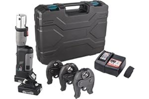 CHHMAELOVE LIMEME Strumento di Pressatura per Tubi Idraulici a Batteria Portatile per Crimpatura Multistrato in Rame Pex per Impianti Idraulici, con 3 Ganasce a Pressare/2 Batterie,1series