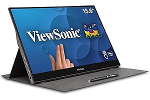 Viewsonic TD1655 47 cm (16 cali) przenośny monitor dotykowy (Full-HD, panel IPS, mini-HDMI, 2 x USB-C, 10-punktowy multitouch, głośnik, 4-letnia gwarancja wymiany), srebrno-czarny