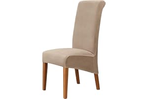 MILARAN Velvet Large Chair Covers for Dining Room, Soft Stretch Seat Slipcover for Large Dining Chair, Washable Removable Parsons Chair Protector, Set of 2,Camel