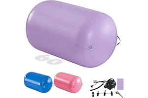 TRIOBLADE Air Roller Inflatable Tumbling Gymnastics Barrel 60/75/90cm Tumbling Mat Air Tumble Track Mat Backbend Trainer with Electric Air Pump for Training/Yoga/Backflip/Home Use