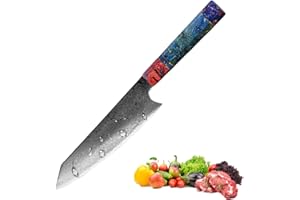 Promithi Cuchillo de chef hecho a mano 67 capas de damasco japonés VG10 de acero de alto carbono 8 pulgadas,Cortador de carne vegetal Ergonómico Mango de madera