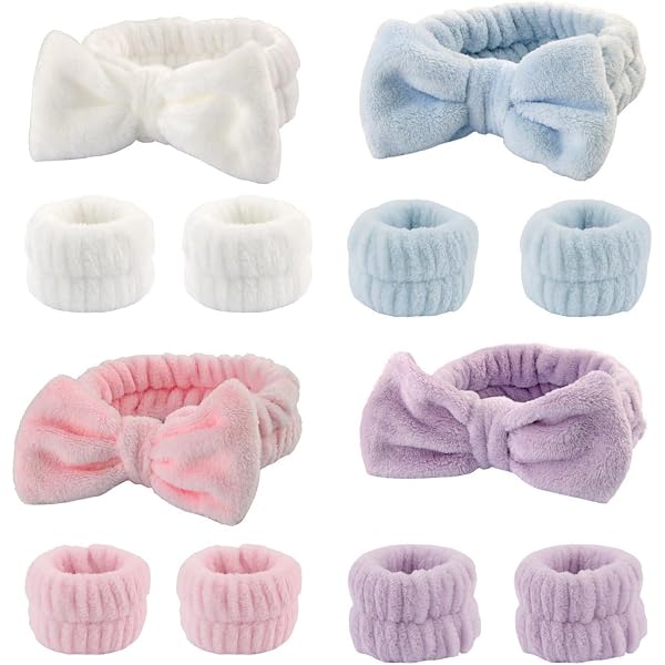 Haarband & Waschband Set – 6 Stück, Flanell Mit Bärenohren, Für Gesichtsreinigung & Yoga