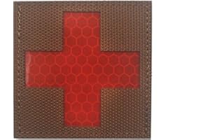 OHRONG Remiendos médicos reflectantes EMS EMT MED Tactical Medical Cruz Roja Moral Combat Badge Primeros Auxilios Emblema para mochila (marrón)