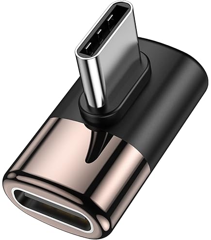 DeleyCON USB-C Adapter Winkel 90 Grad Flach 40Gbps, 240W, 8K60Hz, USB 4.0, Aluminium Gehäuse, Typ C Stecker Auf Buchse Für Smartphone Tablet Laptop Notebook MacBook PS5 Usw