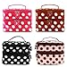 JJOnlineStore - Cute Double Layer Zips Polka Dots Pattern Makeup Cosmetic Storage Portable Bag with Zippers Travel Toiletries Multi Functional Organiser Bag (Pink + White Dots)