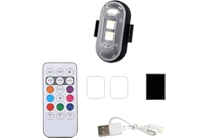 Hopeyhfm Lumières Stroboscopiques pour Drone, 8 Couleurs Lumiere Stroboscopique LED Voiture sans Fil avec Télécommande, Lumières d'Anti-collision, pour Dirt Bikes Vélos électriques RC Cars (1)