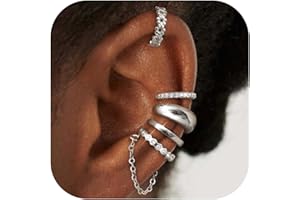 Morfetto Ear Cuff No Piercing for Women - 5 Pairs 14K Gold Plated Clip On Earrings for Non Pierced Ears - Ear Cuff No Piercing for Women Earring Stack Non Tarnish Fake Cartilage Earrings