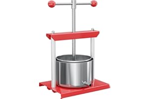 Wiltec Obstpresse 3L Weinpresse aus Stahl Edelstahlkorb Fruchtpresse mit 2-armigen Drehgriff Saftpresse Beerenpresse