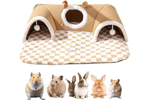 APPCRFM Guinea Pig Tunnel Hideout With Ball Toy- Soft Small Animal Play Tube & Sleeping House For Rabbits Cat Hamsters Chinchillas Hedgehogs & Other Pets (Breathable & Washable Removable Design) (Brown)