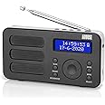 Portable Digital DAB Radio - August MB225 - DAB+/FM - RDS Function, 40 Presets, Stereo/Mono Portable Radio, Dual Alarm, Rechargeable Battery, Headphone Jack