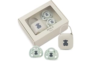 TOUS BABY - Set 2 chupetes y portachupetes Baby TOUS. Chupetes fisiológicos para tu bebé (0-6M) (VERDE)