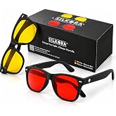 SILKORA &reg; | Pack 2 Blue Light Glasses | Yellow and Red | Blue Light Filter | Wellness for Your Day and Night | Reduce Visual