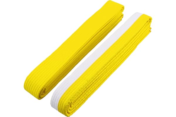 Genérico 2 st Judo Karate-bä , Taekwondo-bä för daglig träning, robust och skyddande judobä , kampsport tjockt tygbä för tävling, 260 cm, Gul, vit och gul, 260 cm