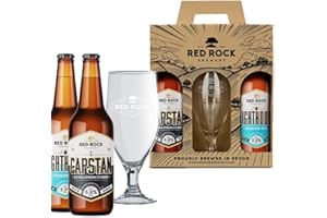 Red Rock Brewery Traditional British Ale Gift Set with Glass - 2x 500ml Bottles of English Beer (Lighthouse & Capstan)