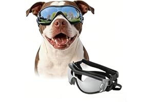 NAMSAN Sonnenbrille für Hunde - Einstellbar, Wasserdicht, Winddicht - Motorradbrille Schutzbrille für Mittel/Große Hunde - Schwarz