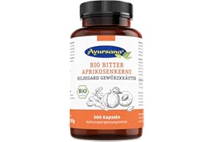 ‎AYURSANA Ayursana - Bio Bittere Aprikosenkernkapseln mit Hildegard-Gewürzkräutern, mit hohem Amygdalin-Anteil (500 Stück)