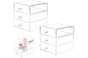 SUPAWAY 2 szt. 3-warstwowy akrylowy organizer kosmetyczny organizer do makijażu przegródki przezroczysty organizer do makijażu organizer do układania w stos witryny kosmetyczne przezroczyste pudełko