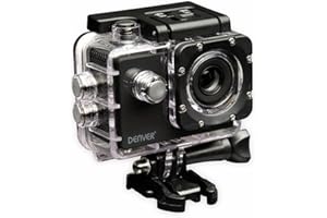 Denver Cámara de acción ACT-320BLACK con batería Recargable y Pantalla TFT de 2"en la Parte Posterior. Sumergible., Negro