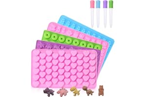 HEUCHAEY 5 stampi in silicone per cioccolato, cubetti di ghiaccio, stampi per caramelle, riutilizzabili, in silicone, per caramelle, gelatina, cuore, cioccolatini, con 4 gocce