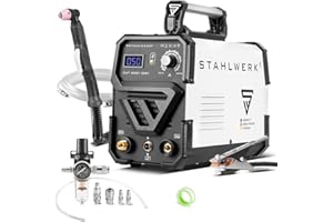 STAHLWERK Découpeur plasma CUT 50 ST IGBT - Appareil de découpage plasma avec 50 A, puissance de coupe jusqu'à 14 mm, convient pour les tôles peintes & la rouille volante, avec allumage HF
