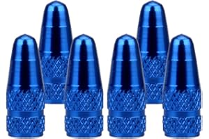 SENZEAL 6Pcs Bicycle Presta Valve Dust Caps Aluminum Alloy French Style Cycling Tyre Valve Stem Caps for MTB Bicycle Road Bike Wheels Blue