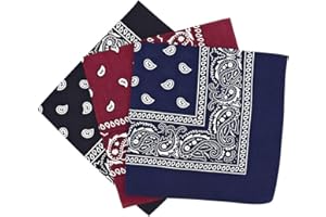 By Neki Paisley Bandanas Headband Scarf Pack Of 3 Mixed Colours Cotton Paisley Print, Fashion Hair Accessory, Sports, Multifunctional, UK Seller FREE UK Postage (Black, Maroon, Navy)