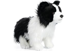 Realistisk border collie plyschleksak, stående hund fylld Aniaml, present | Fluffig gosig plysch, naturtrogen prydnad for skrivbordsbilinredning