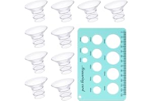 XIHIRCD 10szt Wkladki Kolnierzowe, Nadajace Sie Noszenia Wkladka Kolnierzowa Laktatora z Karta Pomiaru Sutków Akcesoria do Laktatorów Kompatybilne z Momcozy S9/S9Pro/S12/S12Pro (13/15/17/19/21mm)