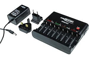 ANSMANN Powerline 8 battery charger with UK & EU Plugs and LED lights