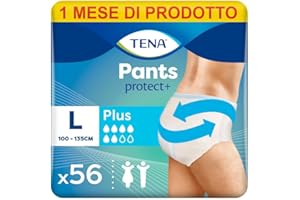 TENA Pants Plus Large (L) Pacco Scorta Mensile - Mutandine Assorbenti , Elasticizzate e Monouso, per Perdite Urinarie, Unisex, Discrete e Confortevoli, 4 Confezioni x 14 Pezzi