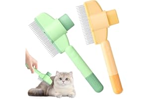 ISPARBOX Brosse Poil Chat, 2 Pièces Peigne Autonettoyant pour Chat et Chiens, Peigne Anti-puces pour Chats, Brosse de Toilettage pour Animaux de Compagnie Avec bouton de Déverrouillage