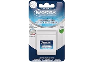 Emoform Filo Interdentale Cerato Ultra Espandibile - Trattato con Sali Minerali e Menta, 30mt - Delicato sulle Gengive con Scorrevolezza Ottimale per una Pulizia dei Denti Profonda.