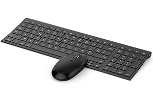 seenda Clavier et Souris sans Fil pour Windows,Combo Rechargeable, Récepteur USB, Touches Multimédias,Silencieux, Ultra-Fin, Disposition AZERTY Français, Noir
