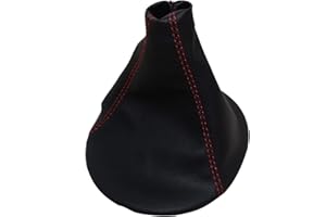 AERZETIX - Cuffia Soffietto - per Leva del Cambio - in Similpelle - pelle Nero con Cuciture Rosso