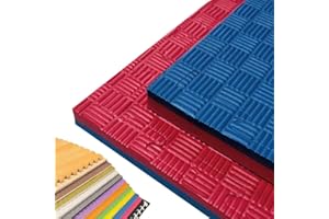 JOWY Tatami Puzzle para Gimnasio, Artes Marciales, Judo, Karate, Taekwondo, Yoga, Fitness y Zonas de Estiramiento | 1x1m | 2 cm Grosor | Acabado F | Color Rojo/Azul (6 Unidades)