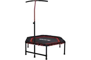 ‎ASVIVA AsVIVA TP01 Fitness Trampolin I Minitrampolin für Ganzkörpertraining I Höhenverstellbarer Haltegriff I rutschfeste Gummiunterlage I Trampolin-Sport I Max. Nutzergewicht 120 kg I 105 x 120 x 138 cm