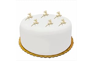 3HA HAHAHA (Pack Of 6) Reindeer Christmas Cake Toppers Uk Cupcake Yule Log Muffin Decorations Xmas Holiday Deer Topper Decoration Non Edible Traditional Table Centerpieces Party Supplies Ornaments 50mm Plastic