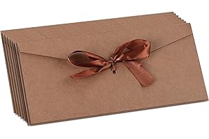 CCOMAGE 10 Stück Vintage Briefumschläge mit Schleife 22 x 11cm Kraftpapier Schön Umschläge Lang für Hochzeit Einladungskarten Nachricht Karte Party Geburtstag Weihnachten Festival Geschenk Karten