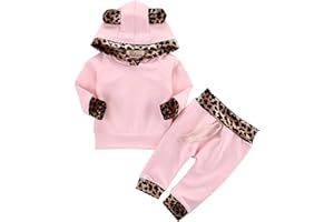 TMEOG Outfit Bambina Neonato Felpa Pullover Top Con Cappuccio Bambino Floreale Pantaloni Fascia Capelli Set Completini e Coordinati per Bambino 0-24 Mesi
