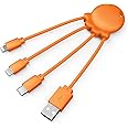 Xoopar 4 in 1 Multi USB Cable Universal Heavy Duty Micro USB C Lightning for Smartphone iPhone Samsung Huawei Xiaomi Kindle Cable Octopus - Orange